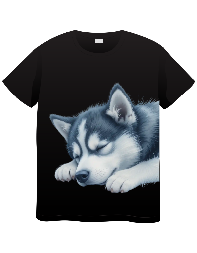 Sleeping husky puppy in watercolor art style