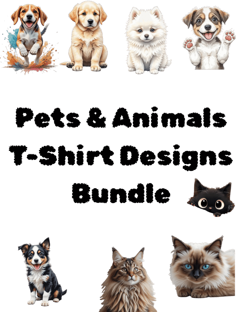 Pets & Animals T-Shirt Designs Bundle