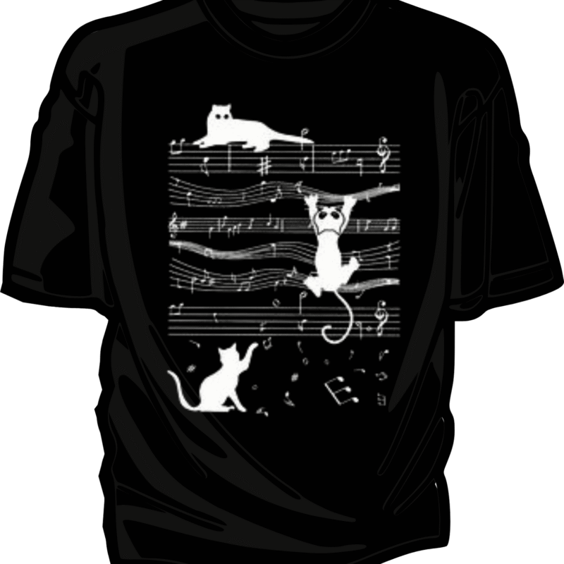 Cat Music T Shirt Design