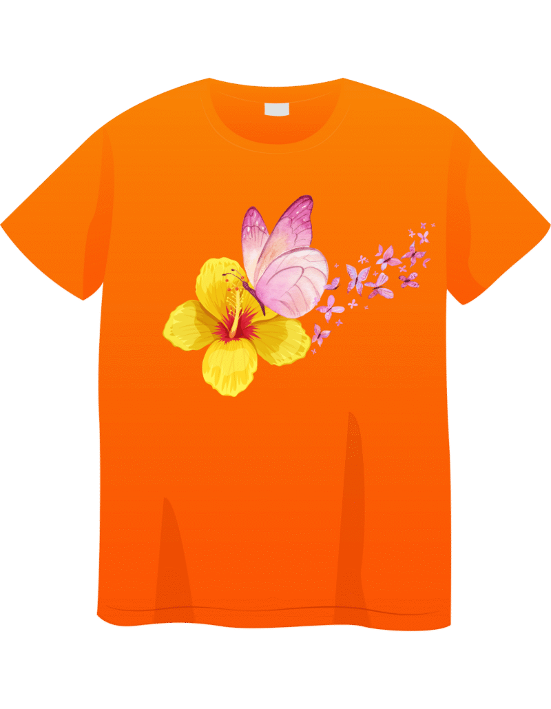 Flower Butterfly T Shirt Design